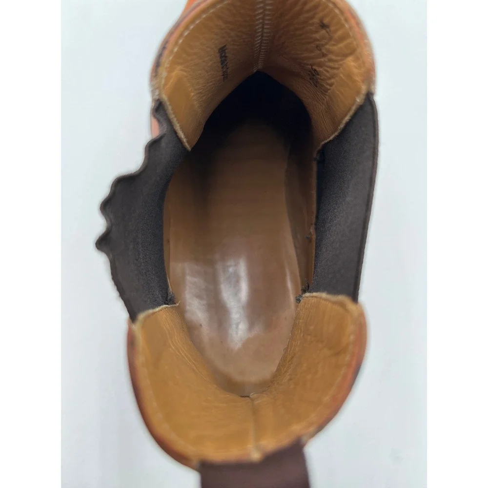 Magnanni Boots Mens 9M Burnished Cognac Leather Square Toe Formal Ankle Chelsea